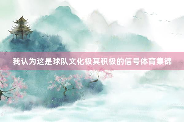 我认为这是球队文化极其积极的信号体育集锦