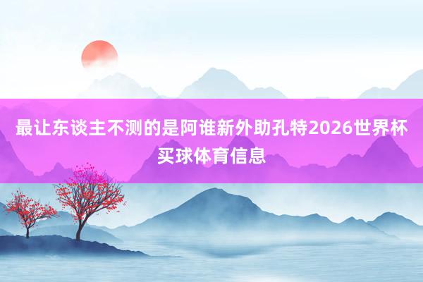最让东谈主不测的是阿谁新外助孔特2026世界杯买球体育信息