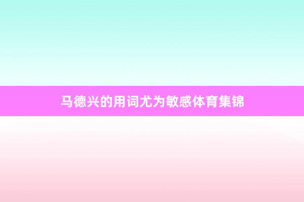 马德兴的用词尤为敏感体育集锦
